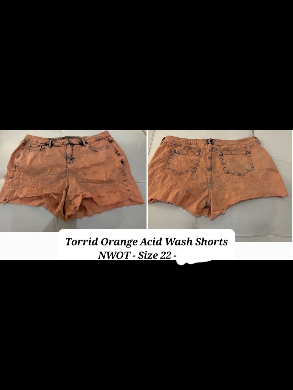 torrid orange acid wash denim shorts